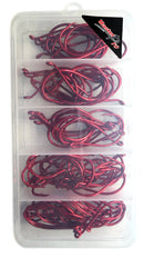 🎣 CLEARANCE – 100pcs Red Octopus Beak Hooks Kit | 7/0 & 8/0 + FREE Tackle Box | $19.90