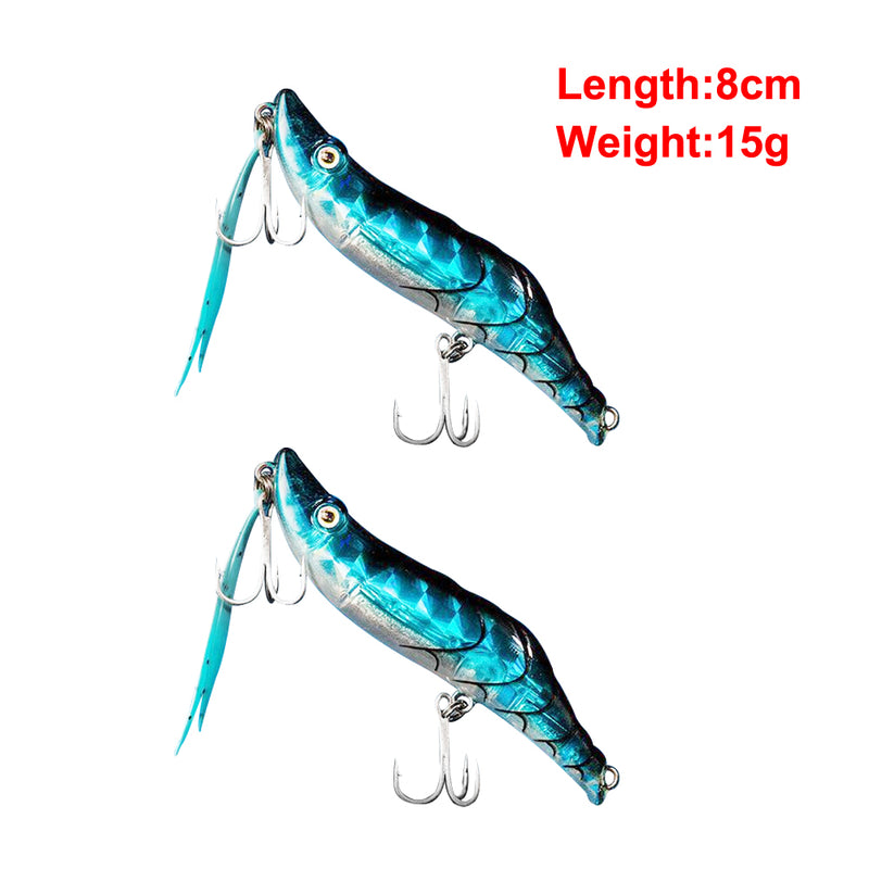 2x Quality Prawn Style Of Hand Body Fishing Lure Hook Tackle 8cm