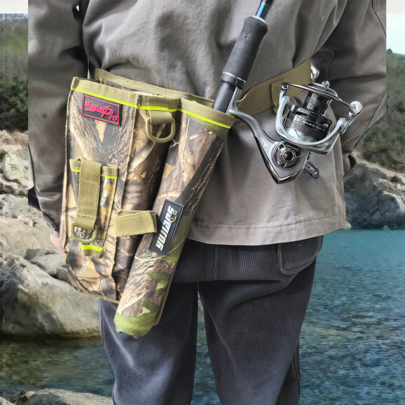 fishing waist rod holder MasterPro Fishing Waist Pack with Rod Holder & Bonus 10Pcs Hard Lures Valued $20