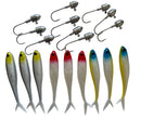 MASTERPRO Soft Plastic Lure Kit 12cm 9g – 9pcs + 10 Jig Heads + FREE Tackle Box | Australian Waters