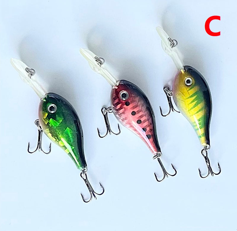 3 x lures Crankbait Lures Fishing Tackle C /70mm, 5.5g - Bait Tackle Direct