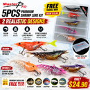 MASTERPRO 5PCS Premium Articulated Shrimp Lure Kit – 2 Realistic Designs + FREE Tackle Box | 10cm | 11g | Only $24.90