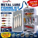 MasterPro Double-Sided Metal Lure Fishing Kit – 8 Metal Lures + 5 Paddle Tails + 5 Jigheads