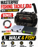 MASTERPRO® Fishing Tackle Bag with 2 Tackle Boxes + FREE 30LB Rig Spool