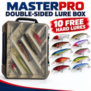 MASTERPRO Double‑Sided Fishing Lure Box + FREE 10 Assorted Hard Body Lures