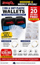 MasterPro 2 x Rig & Soft Plastic Wallets + FREE 20 DIY Paternoster Rigs (40LB & 50LB)