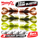 MasterPro 8pc 12cm Craw Blaster Soft Plastic Lures + 5 Jigheads