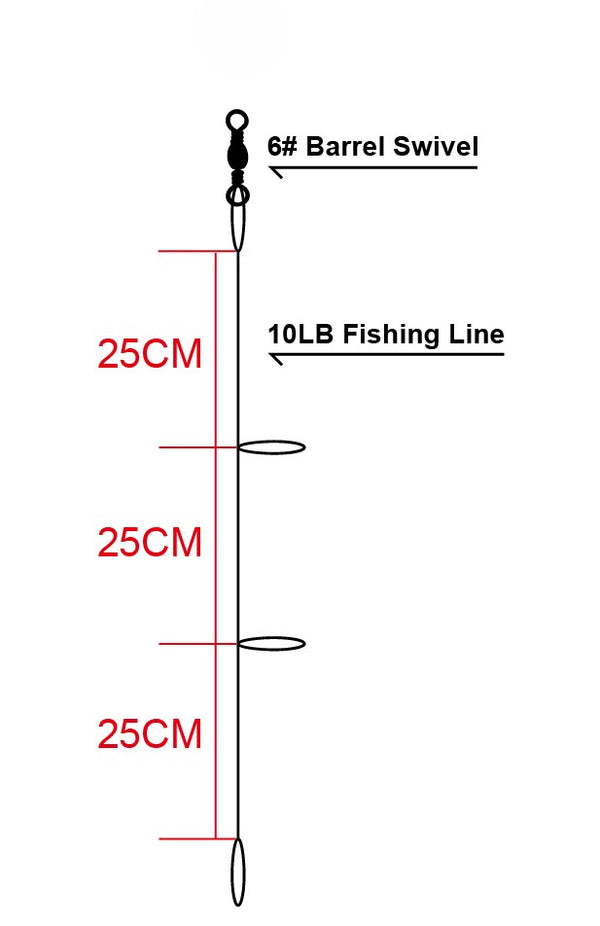 MASTERPRO 10pcs Fishing DIY Paternoster Rigs – 10LB Line, 6# Barrel Swivel – Bonus 80pcs Hooks - Bait Tackle Direct