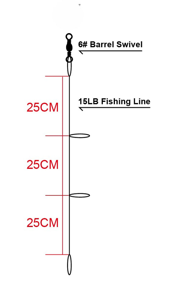 MASTERPRO 10pcs Fishing DIY Paternoster Rigs – 15LB Line, 6# Barrel Swivel – Bonus 80pcs Hooks - Bait Tackle Direct