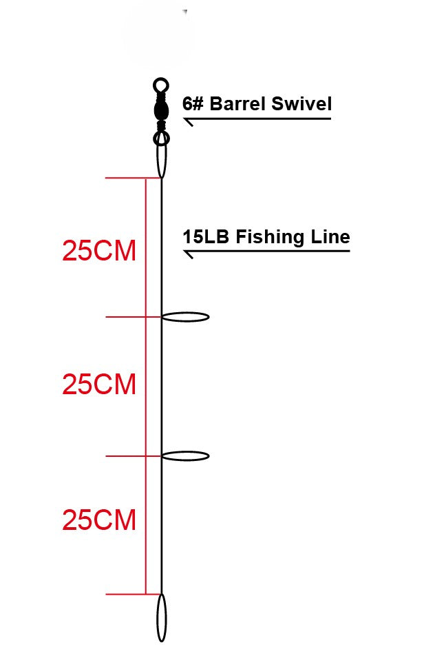 MASTERPRO 10pcs Fishing DIY Paternoster Rigs – 15LB Line, 6
