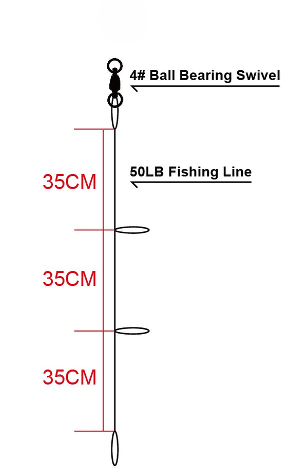 MASTERPRO 10pcs Fishing DIY Paternoster Rigs – 50LB Line, 4# Ball Bearing Swivel – Bonus 50pcs Hooks - Bait Tackle Direct