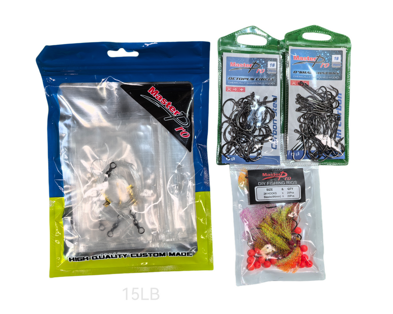 MASTERPRO 10pcs Fishing DIY Paternoster Rigs – 15LB Line, 6