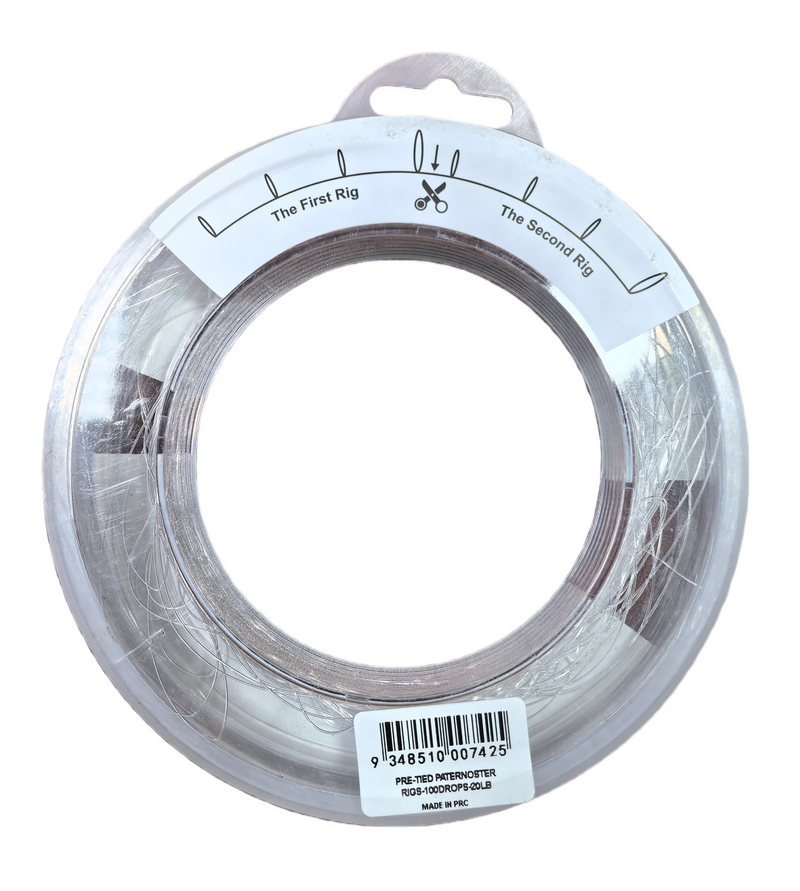 MASTERPRO 20LB Pre-Tied Paternoster Fishing Rigs – 25 Rigs per Spool, 100 Drops Total Tackle Hooks