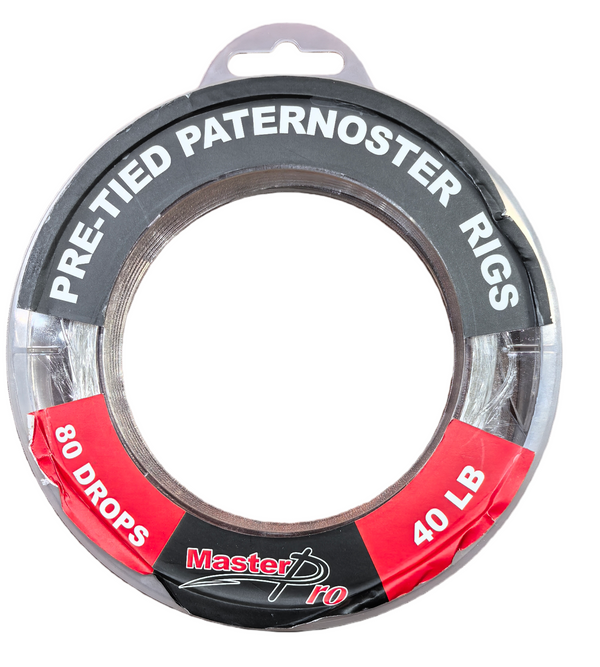 MASTERPRO 40LB Pre-Tied Paternoster Fishing Rigs – 20 Rigs per Spool, 80 Drops Total Tackle Hooks - Bait Tackle Direct