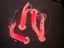 Masterpro New Design Daisy Chain Game Fishing Teaser – 4 x 18cm Pink Lumo Squid with 2 Aerators - Bait Tackle Direct