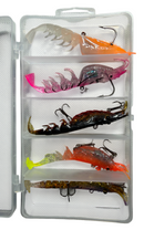 MASTERPRO 5PCS Premium Articulated Shrimp Lure Kit – 2 Realistic Designs + FREE Tackle Box | 10cm | 11g | Only $24.90