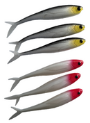 6 X MASTERPRO Fishing 3D Minnow Soft Plastic Lures – 12cm / 9g  + FREE 10 Matching Jigheads