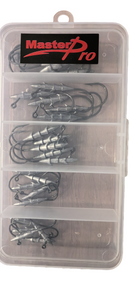 MasterPro Spiked Lock Jigheads – 25pcs Assorted 2.5g to 10g | Soft Plastic Bait Jig Heads Kit for Bream & Flathead | Tackle Box Included (D)