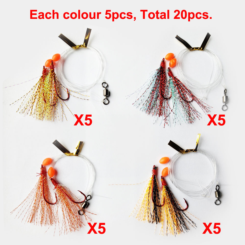 Best Whiting Rigs 20 x Custom Designed Whiting Rigs 4 Colours With LONG SHANK Baitholder ...