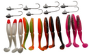MASTERPRO® 11.5cm Paddle Tail Soft Plastic Fishing Kit – 12pcs + Jig Heads + FREE Tackle Box