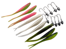 MASTERPRO® 17.5cm Fork Tail Soft Plastic Fishing Kit – 10 Jig Heads + FREE Tackle Box