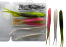 MASTERPRO® 17.5cm Fork Tail Soft Plastic Fishing Kit – 10 Jig Heads + FREE Tackle Box