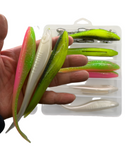 MASTERPRO® 17.5cm Fork Tail Soft Plastic Fishing Kit – 10 Jig Heads + FREE Tackle Box