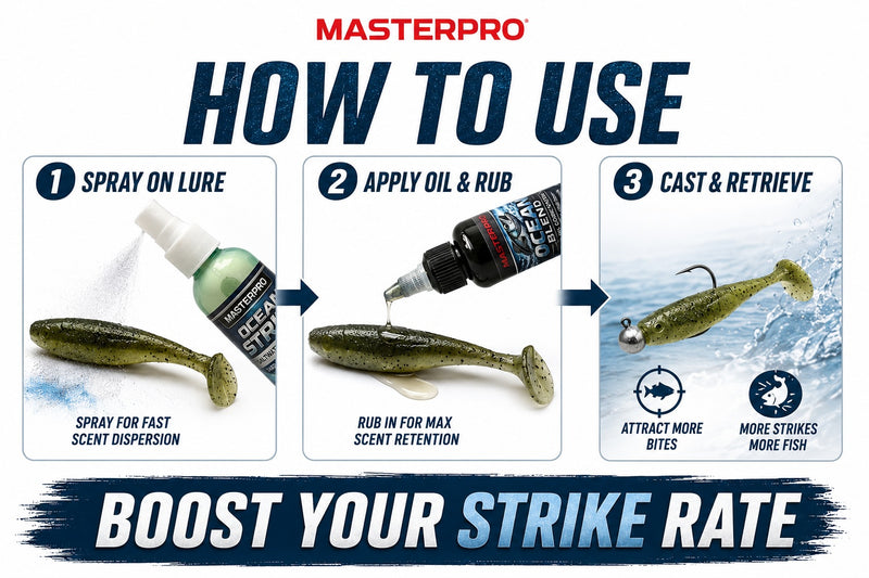 MASTERPRO Ocean Strike System Spray + Oil Combo Saltwater Lure Scent Fishing Attractant Australian Waters