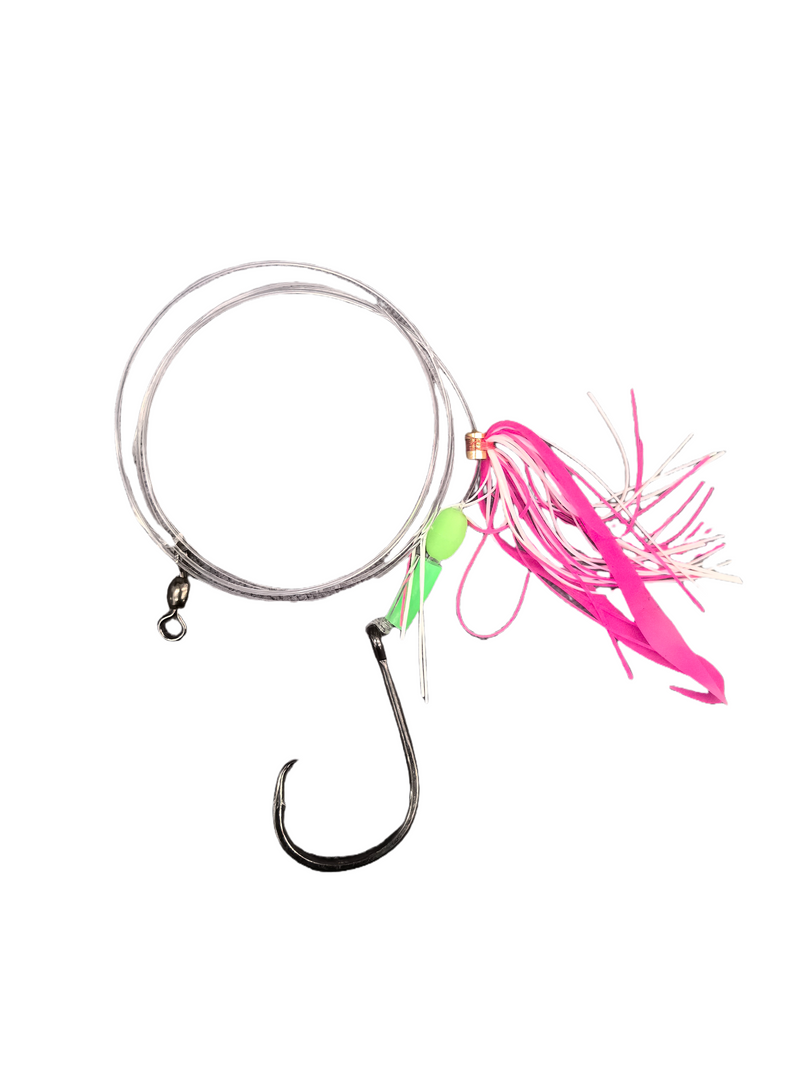 MASTERPRO 8pcs Sliding Skirt Fishing Rigs – White Skirt with 4/0 Inline Circle Hook & 40lb Leader - Bait Tackle Direct