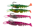 MasterPro 4-Pack Lifelike Prawn Soft Lures – 10cm/13.5g – Pink & Green – Internal Weighted Jig Head – Ideal for Aussie Estuary & Inshore Fishing - Bait Tackle Direct