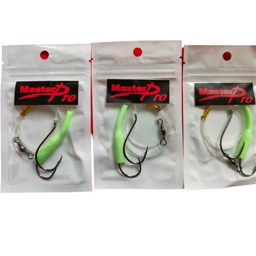 3 X Masterpro Reef & Snapper Running Lumo Fishing Rigs With Double Octopus Hook 5/06/0 - Bait Tackle Direct