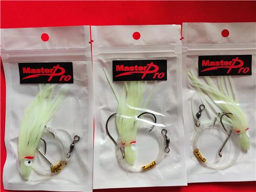 3 X Masterpro Reef & Snapper Running Lumo Fishing Skirt Rigs Double Octopus Hooks - Bait Tackle Direct