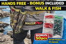 Fishing Rod Holder Waist Belt Bag + BONUS 50pcs Soft Plastics & Jigheads | Portable Fishing Kit | Built for Aussie Waters