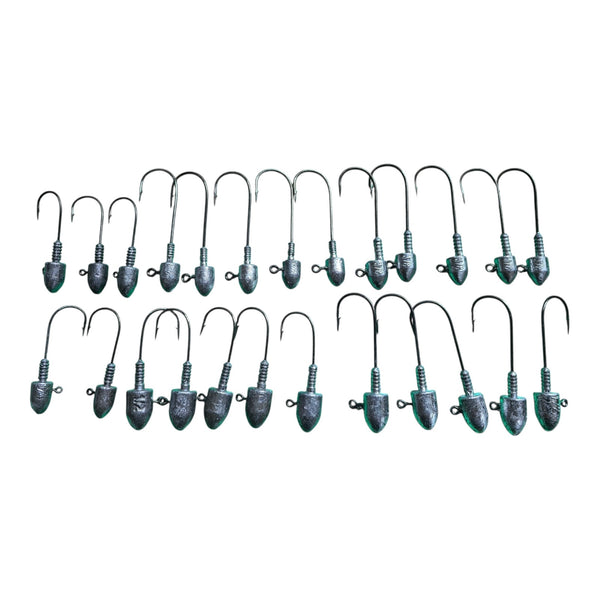 MASTERPRO Inshore Reef Jighead Value Pack – 25pcs For Soft Plastics | Saltwater-Ready | Tackle Box Included Fishing Tackle Hooks