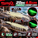20pc 6.5cm Luminous Shrimp Soft Plastic Fishing Lures