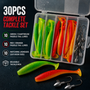 MASTERPRO 12cm Paddle Tail Lures & Jigheads Combo – 30pcs Fishing Tackle Set for Snapper Flathead Salmon – Saltwater Ready Bonus Tackle Box