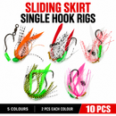 MasterPro Sliding Skirt Single Hook Rigs 10pcs | 4/0 5/0 6/0 | 60lb Line | Lumo Beads | Sliding Skirt | Aussie Saltwater Snapper Rig