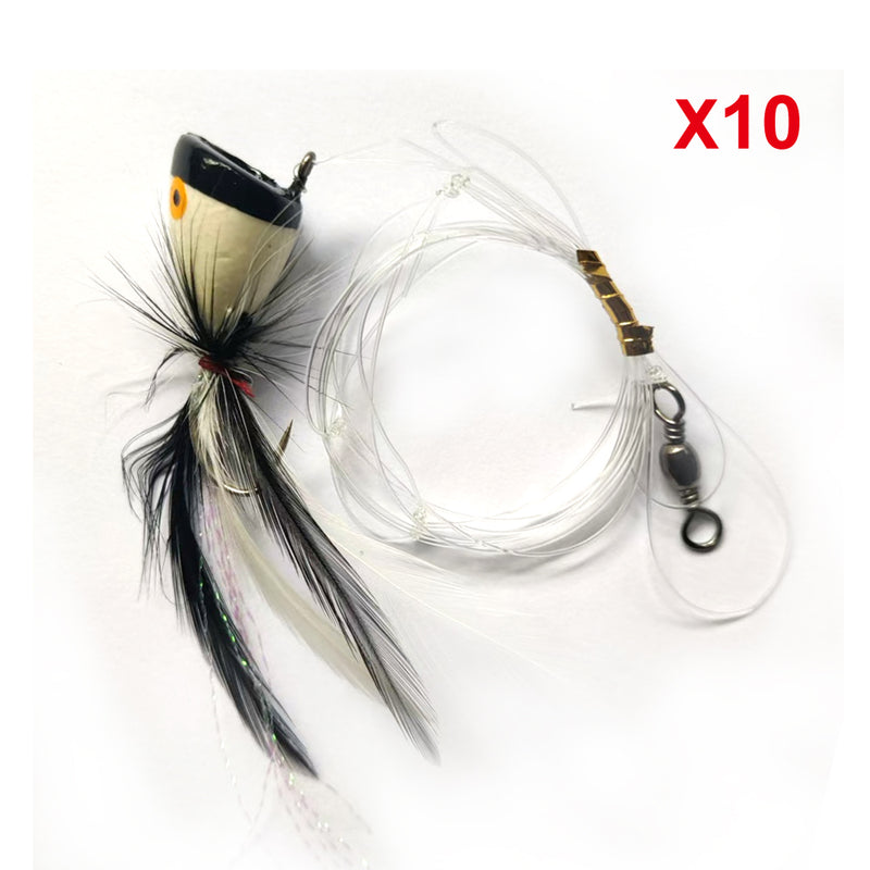 custom surf fishing lures 10 x Masterpro Custom Designed Surf Popper Fishing Rigs With Black Poppers Fishing Tackle