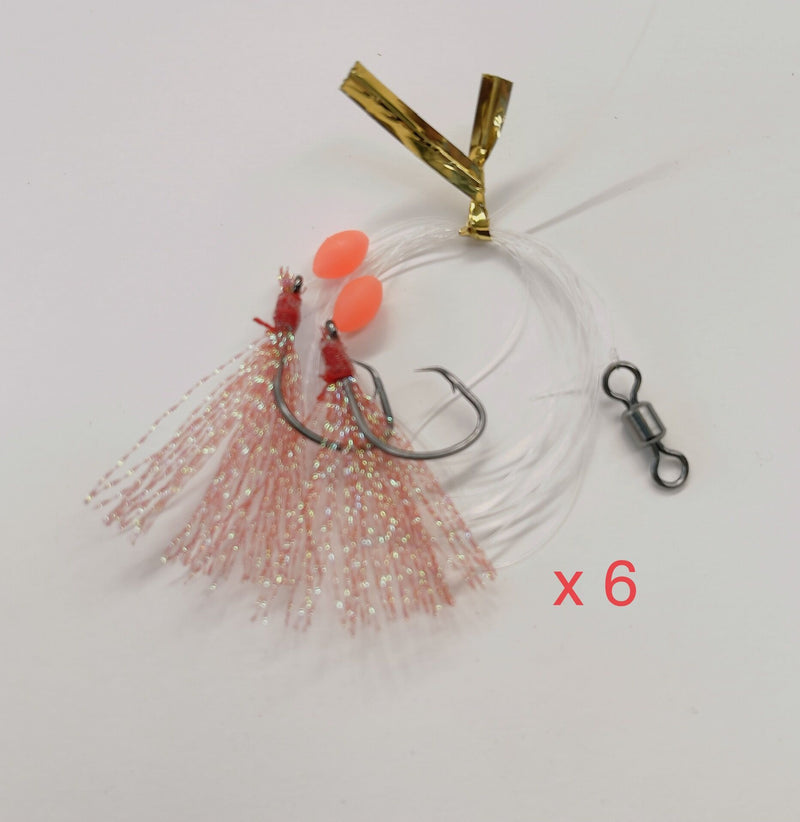 6 x Custom Designed Whiting Flasher Rigs 6 Different Colours Size