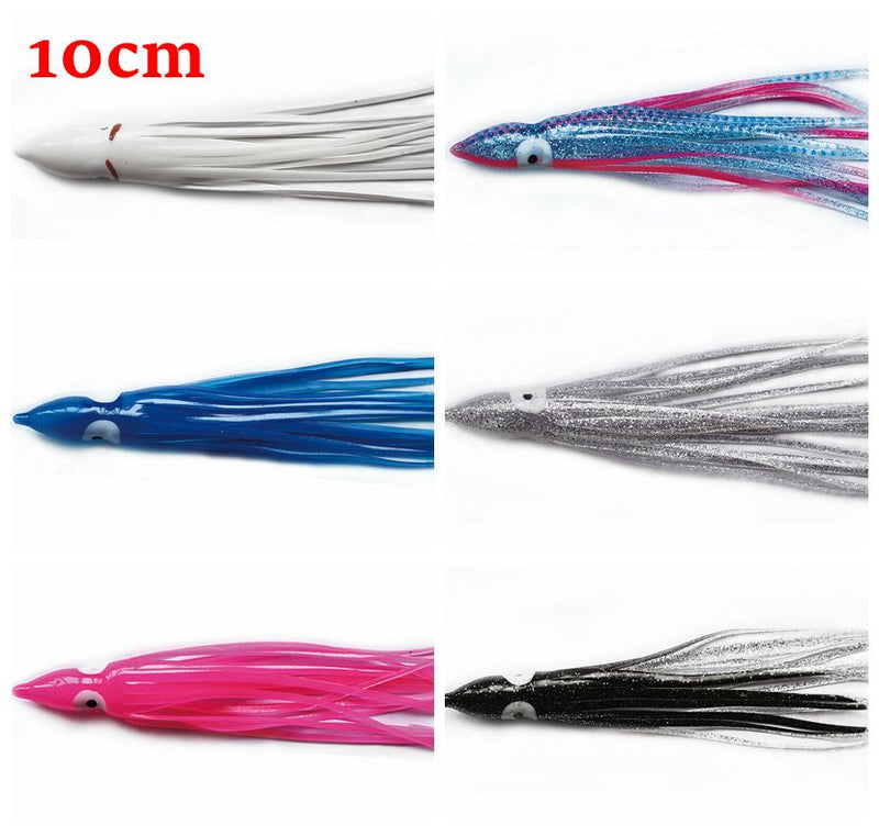 30 X Octopus Squid Skirt Trolling Jig Lure Fishing Tackle 10cm - Bait Tackle Direct