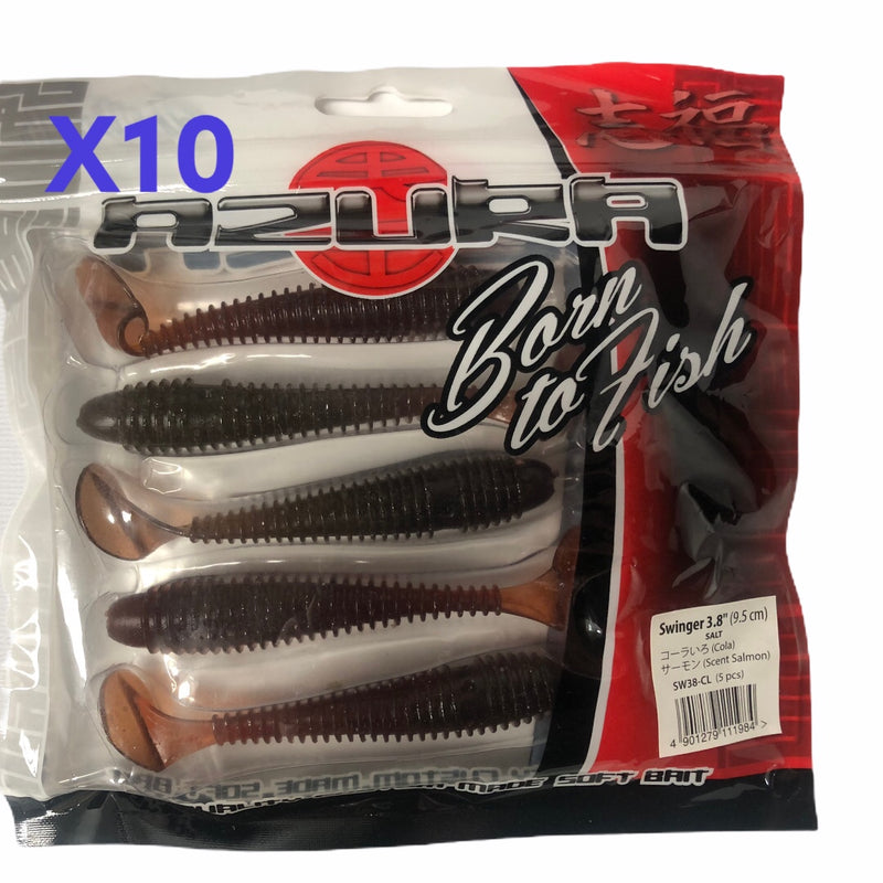10 Packs Of Soft Plastic Paddle Tail Grub 3.8" 9.5CM Fishing Lures - Bait Tackle Direct