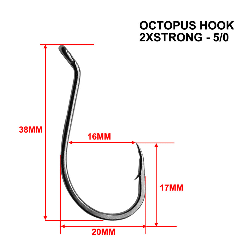2XStrong 5 Packs Offset Heavy-duty Octopus Hooks Fishing Tackle