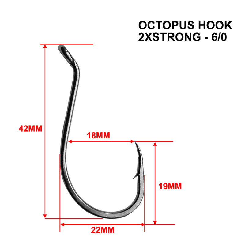 2XStrong 5 Packs Offset Heavy-duty Octopus Hooks Fishing Tackle - Bait Tackle Direct