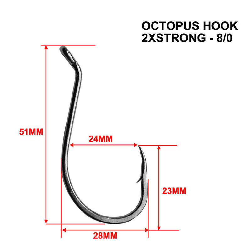 10 Boxes of 92554 2x Strong Nickle Plated Octopus Fishing Hooks - Size 2