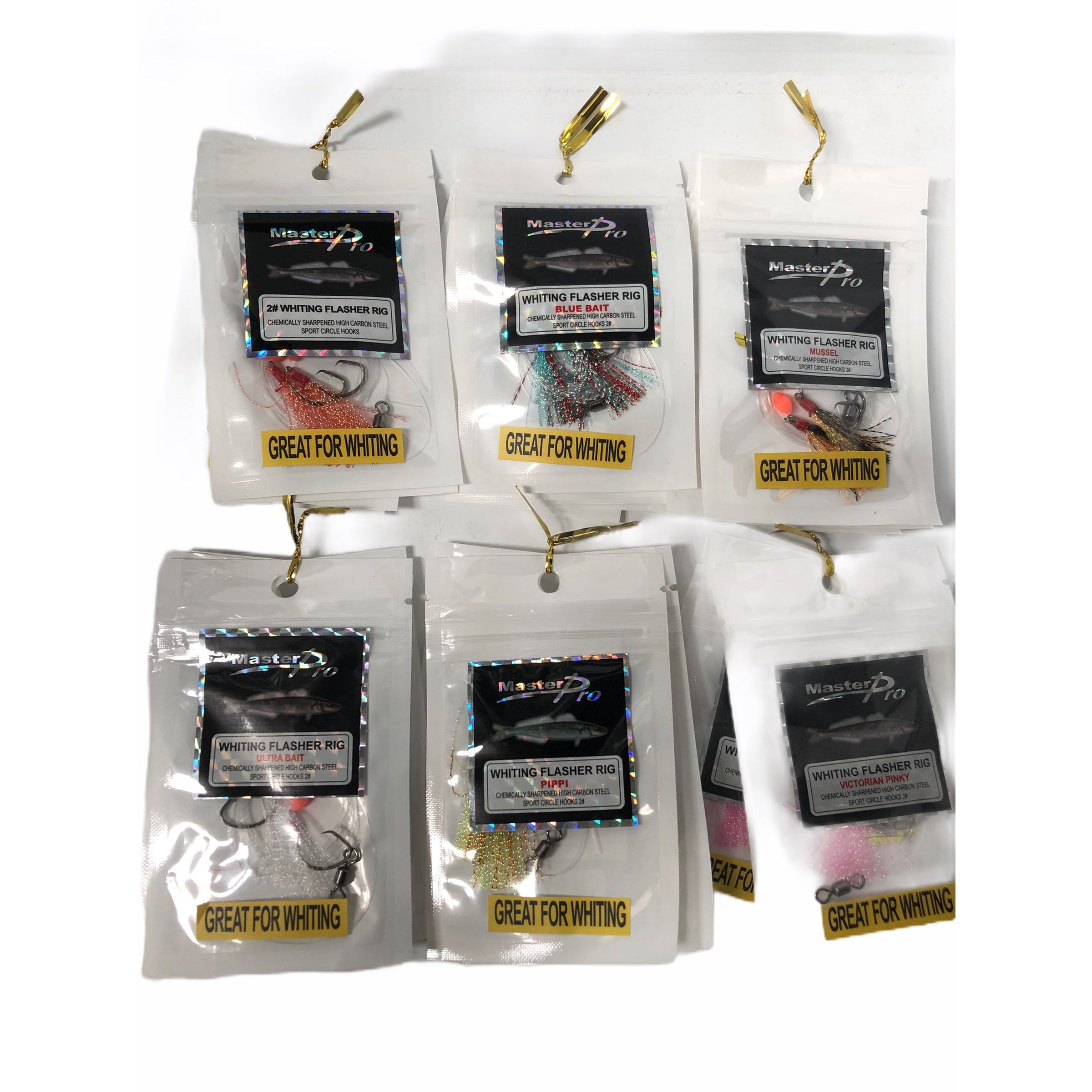 30 x Custom Designed Whiting Rigs 6 Colours on Hook.s Size #2 Spot Circle  Fishing Tackle