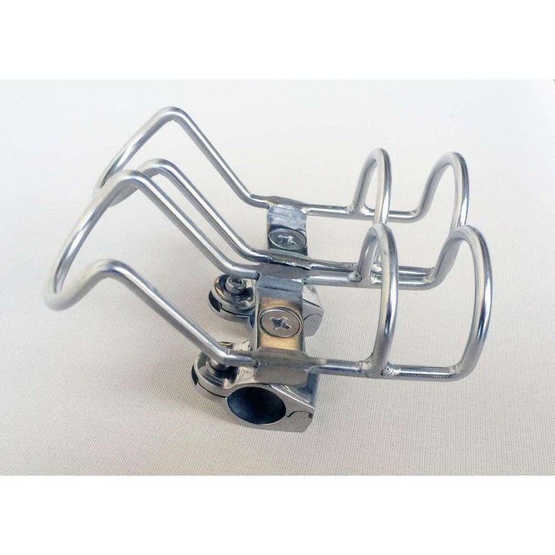 2 x Quality Stainless Steel Rod Holder Rail Mount Double Wire