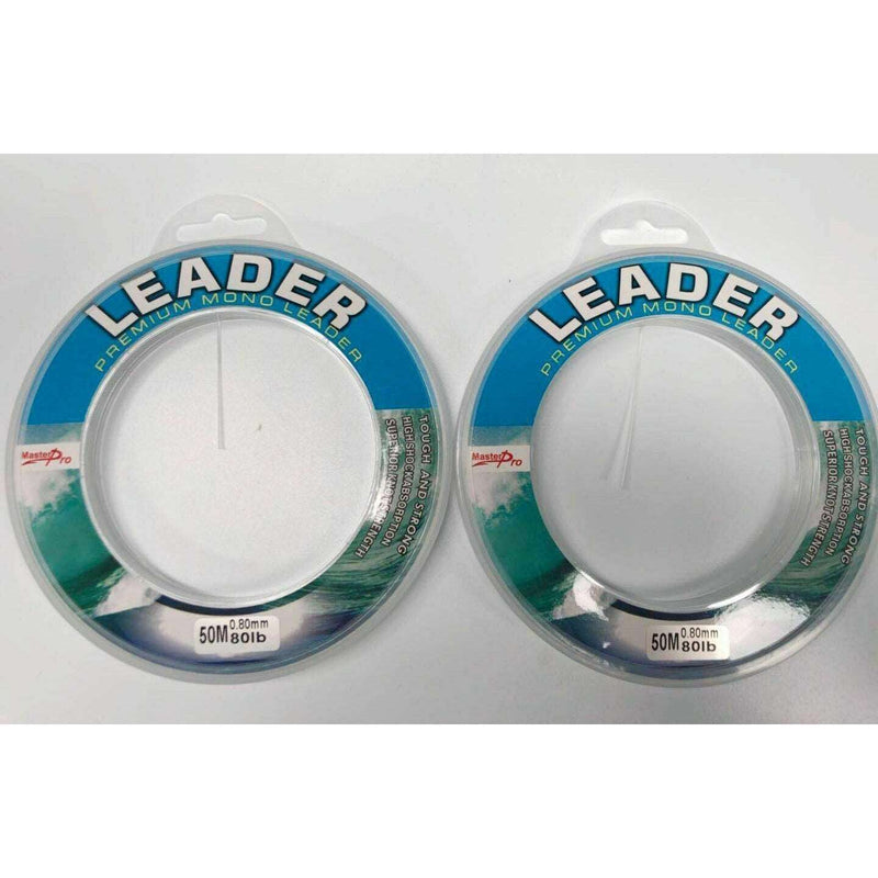 Copy of 2 x Spools of 50m Various Sizes Premium Monofilament Fishing Leader Line Tackle - Bait Tackle Direct