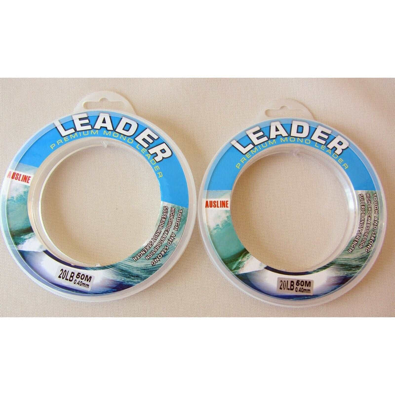 Copy of 2 x Spools of 50m Various Sizes Premium Monofilament Fishing Leader Line Tackle - Bait Tackle Direct