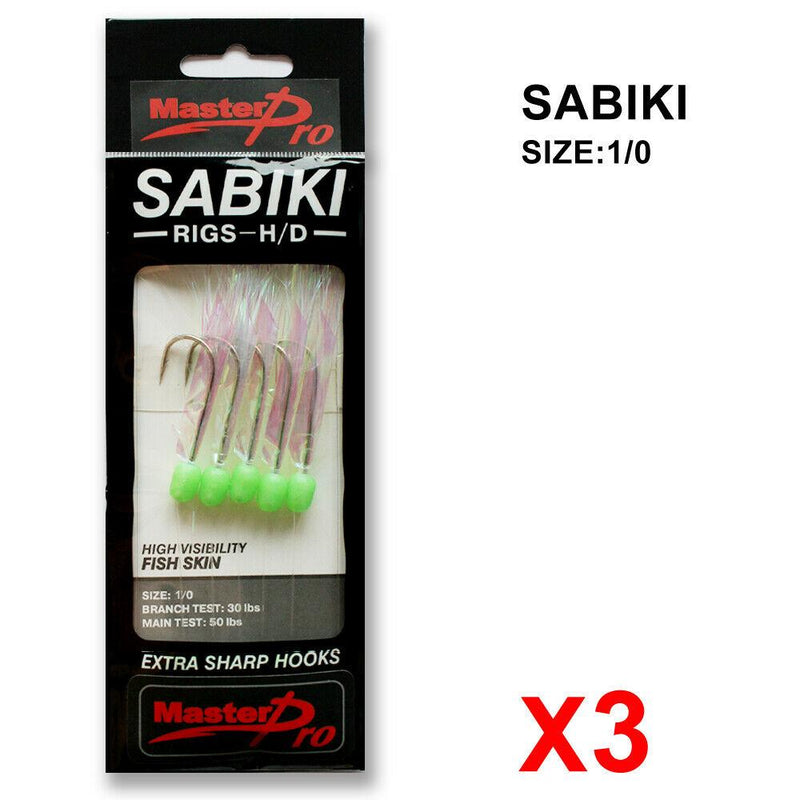 3 Packs 1/0,2/0,3/0 Sabiki Bait Rigs Luminous Beads Fish Skin Fishing Lures Hook - Bait Tackle Direct