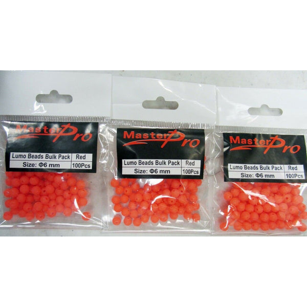 300 x Fishing Lumo Soft Beads Red Round Size Dia 6mm Fishing Tackle Special - Bait Tackle Direct